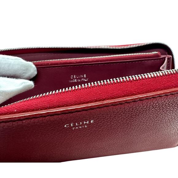 CELINE Paris Genuine Leather Zippy Wallet Red EUC w/ box, dust bag, tags, certs - Picture 14 of 15